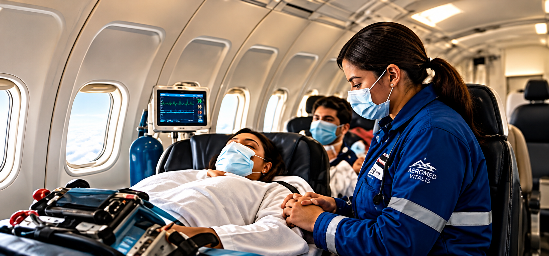 Oxígeno y equipamiento médico en vuelo